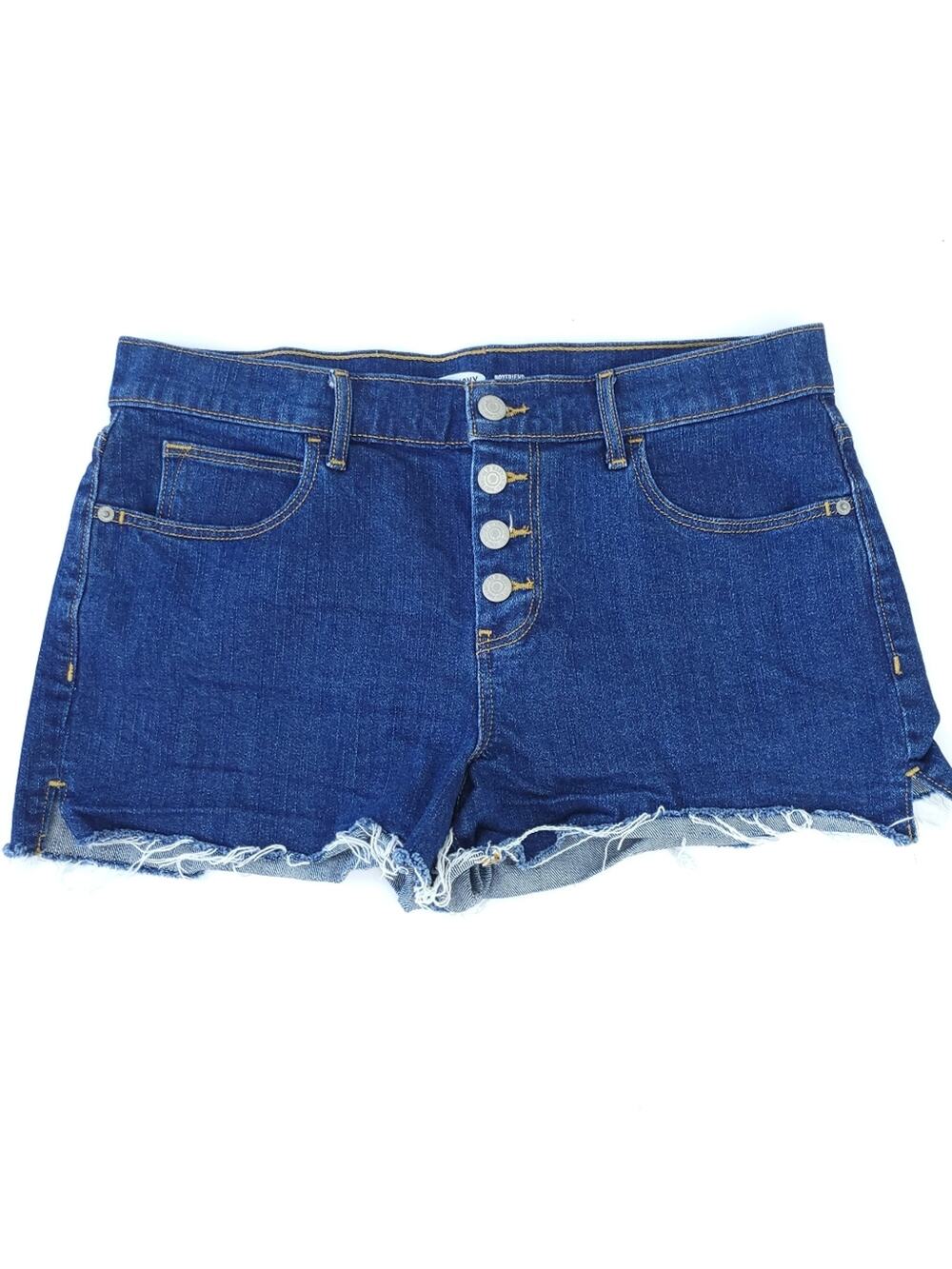Old Navy Boyfriend Cutoff Blue Jean Shorts Size 8 Dark Wash Denim Button Fly